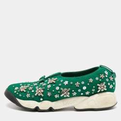 Pre Owned Dior Green Mesh Fusion Sneakers Size 37.5