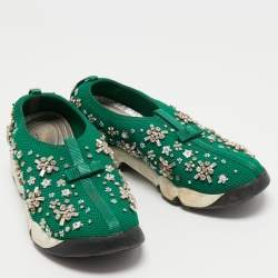 Pre Owned Dior Green Mesh Fusion Sneakers Size 37.5