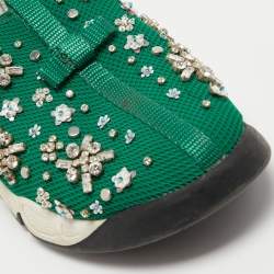 Pre Owned Dior Green Mesh Fusion Sneakers Size 37.5