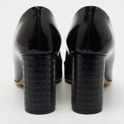 Dior Black Patent Leather Micro Cannage Heel Pumps Size 37