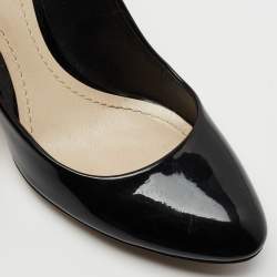Dior Black Patent Leather Micro Cannage Heel Pumps Size 37