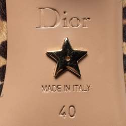 Dior Beige/Brown Leopard Print Calf Hair Ankle Length Boots Size 40