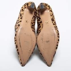 Dior Beige/Brown Leopard Print Calf Hair Ankle Length Boots Size 40