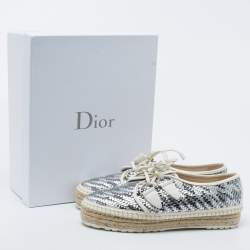 Pre Owned Dior Metallic Silver Woven Leather Espadrilles Size 40