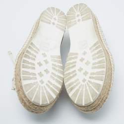 Pre Owned Dior Metallic Silver Woven Leather Espadrilles Size 40