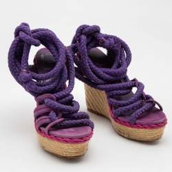 Dior Purple Suede and Python Leather Espadrilles Sandals Size 38