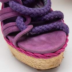 Dior Purple Suede and Python Leather Espadrilles Sandals Size 38