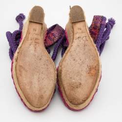 Dior Purple Suede and Python Leather Espadrilles Sandals Size 38
