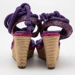 Dior Purple Suede and Python Leather Espadrilles Sandals Size 38