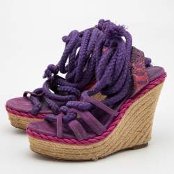Dior Purple Suede and Python Leather Espadrilles Sandals Size 38