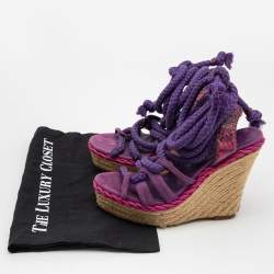 Dior Purple Suede and Python Leather Espadrilles Sandals Size 38