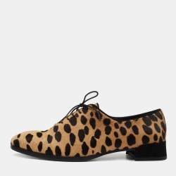 Christian Louboutin Leopard Print Calf Hair Zazou Oxfords Size 37