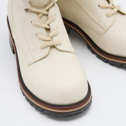Dior Light Cream Leather Quest Tall Boots Size 39
