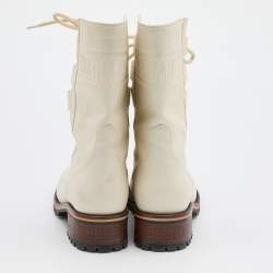 Dior Light Cream Leather Quest Tall Boots Size 39