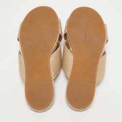 Dior Beige Fabric Criss Cross Flat Espadrilles Size 39.5