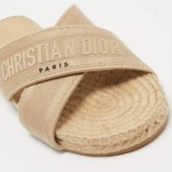 Dior Beige Fabric Criss Cross Flat Espadrilles Size 39.5