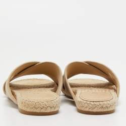Dior Beige Fabric Criss Cross Flat Espadrilles Size 39.5