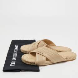 Dior Beige Fabric Criss Cross Flat Espadrilles Size 39.5