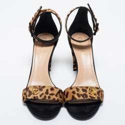 Dior Brown/Beige Calf Hair C'est Ankle Strap Sandals Size 39