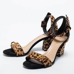 Dior Brown/Beige Calf Hair C'est Ankle Strap Sandals Size 39