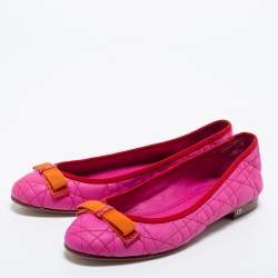 Dior Pink Quilted Cannage Leather My Dior Ballet Flats Size 38