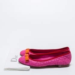 Dior Pink Quilted Cannage Leather My Dior Ballet Flats Size 38