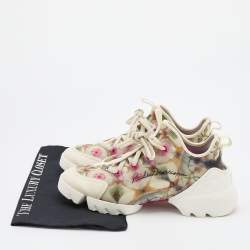 Dior Multicolor Printed Neoprene and Leather D-Connect Kaleidoscopic Sneakers Size 39.5