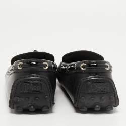 Dior Black Leather Embellished Slip On Loafers Size 40.5