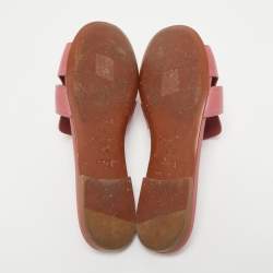 Pre Owned Dior Pink Leather 30 Montaigne Flat Slides Size 37.5