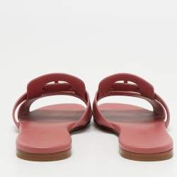 Pre Owned Dior Pink Leather 30 Montaigne Flat Slides Size 37.5