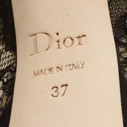 Pre Owned Dior Black Lace and Mesh Embellished Pampille Peep Toe Platform Pumps Size 37