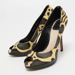 Dior Black/Yellow Stingray Miss Dior Pumps Size 37.5