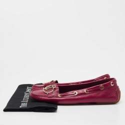 Pre Owned Dior Magenta Leather CD Logo Loafers Size 38