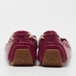 Pre Owned Dior Magenta Leather CD Logo Loafers Size 38