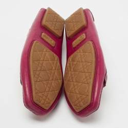 Pre Owned Dior Magenta Leather CD Logo Loafers Size 38