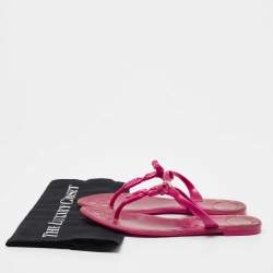 Dior Pink Rubber Bow Thong Flats Size 37