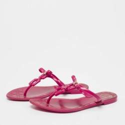 Dior Pink Rubber Bow Thong Flats Size 37