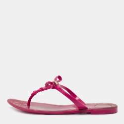 Dior Pink Rubber Bow Thong Flats Size 37