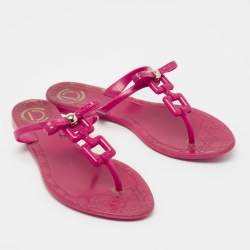 Dior Pink Rubber Bow Thong Flats Size 37