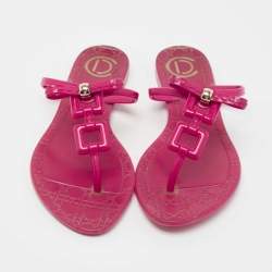 Dior Pink Rubber Bow Thong Flats Size 37
