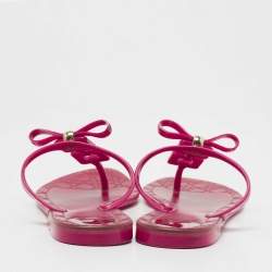 Dior Pink Rubber Bow Thong Flats Size 37