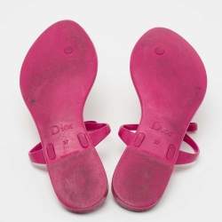 Dior Pink Rubber Bow Thong Flats Size 37