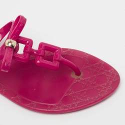 Dior Pink Rubber Bow Thong Flats Size 37