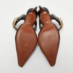 Dior Black Leather D Dior Buckle Mules Size 38