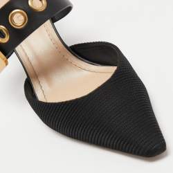 Dior Black Leather D Dior Buckle Mules Size 38