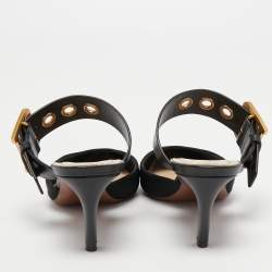 Dior Black Leather D Dior Buckle Mules Size 38