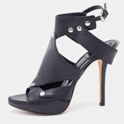 Pre Owned Dior Black Leather Ankle Strap Sandals Size 37