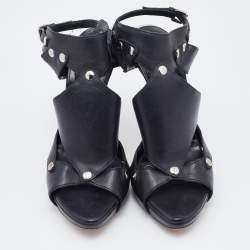 Pre Owned Dior Black Leather Ankle Strap Sandals Size 37