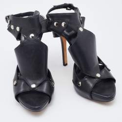 Pre Owned Dior Black Leather Ankle Strap Sandals Size 37