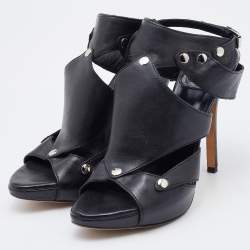 Pre Owned Dior Black Leather Ankle Strap Sandals Size 37